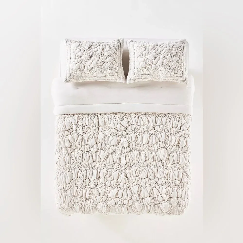 New Anthropologie Brooke Heathered Jersey Cotton Quilt Queen Size